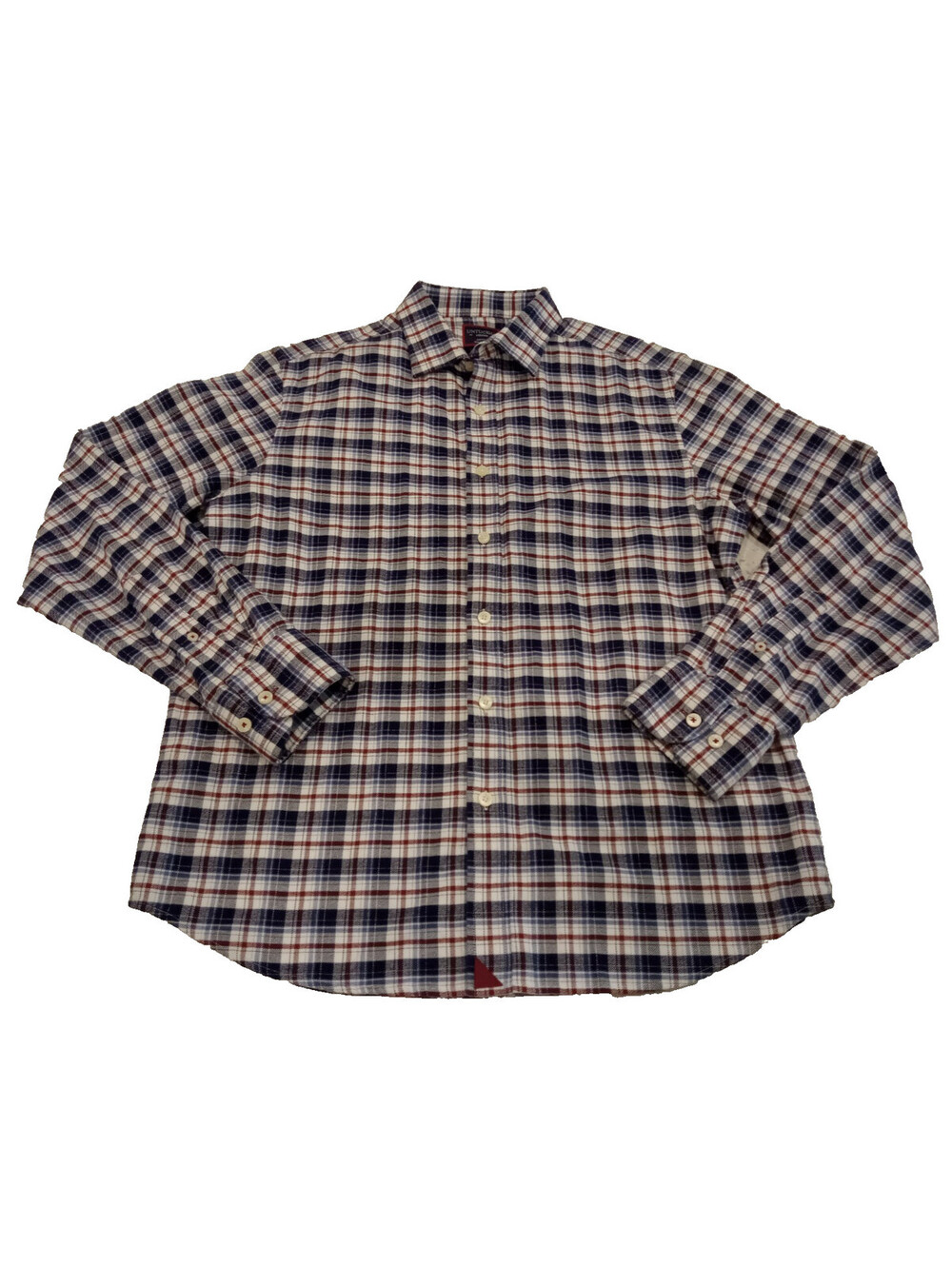 UNTUCKit Flannel Shirt Mens Medium Red White Blue Plaid Long Sleeve Button Down